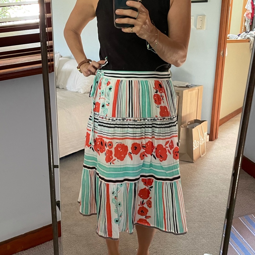 Anthropologie Floral Midi Skirt
